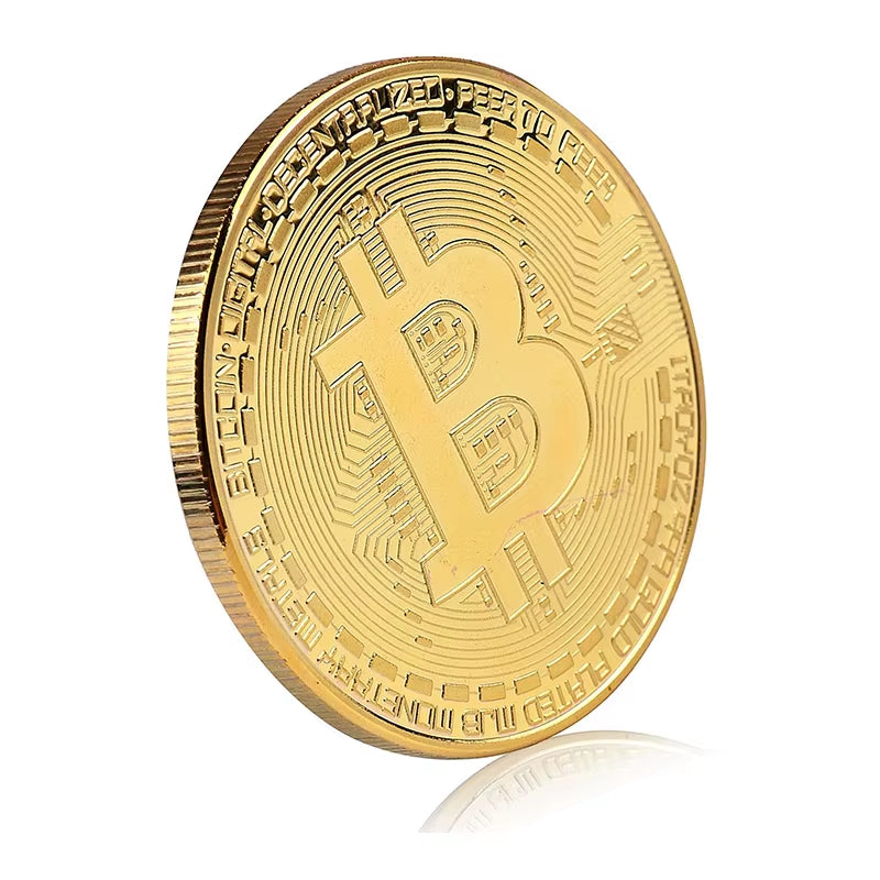 Moneda de Bitcoin coleccionable bañada en oro