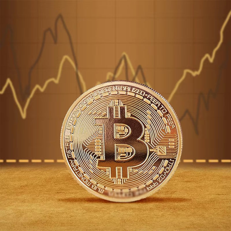 Moneda de Bitcoin coleccionable bañada en oro