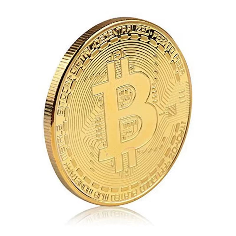 Moneda de Bitcoin coleccionable bañada en oro