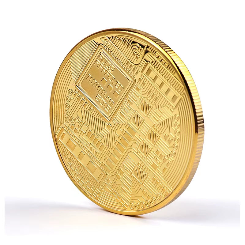 Moneda de Bitcoin coleccionable bañada en oro